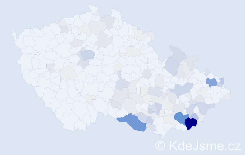 Příjmení: 'Kročil', počet výskytů 472 v celé ČR