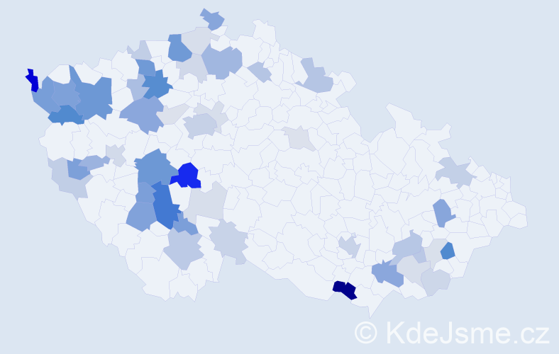 Příjmení: 'Srnka', počet výskytů 132 v celé ČR