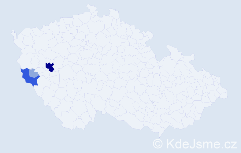 Příjmení: 'Bejm', počet výskytů 9 v celé ČR
