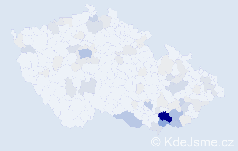 Příjmení: 'Půčková', počet výskytů 265 v celé ČR