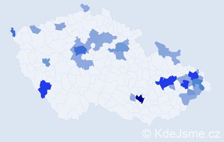 Příjmení: 'Medveďová', počet výskytů 90 v celé ČR