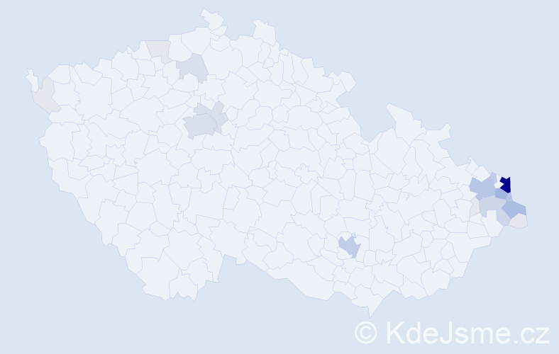 Příjmení: 'Raszyková', počet výskytů 87 v celé ČR