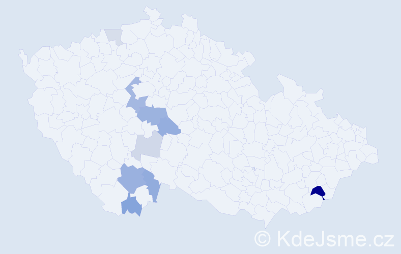 Příjmení: 'Pošvec', počet výskytů 18 v celé ČR