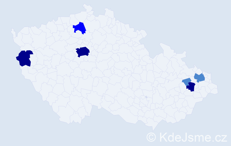 Příjmení: 'Ladňáková', počet výskytů 13 v celé ČR