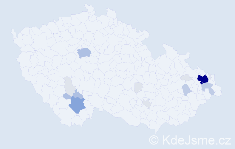 Příjmení: 'Krejčíčková', počet výskytů 60 v celé ČR