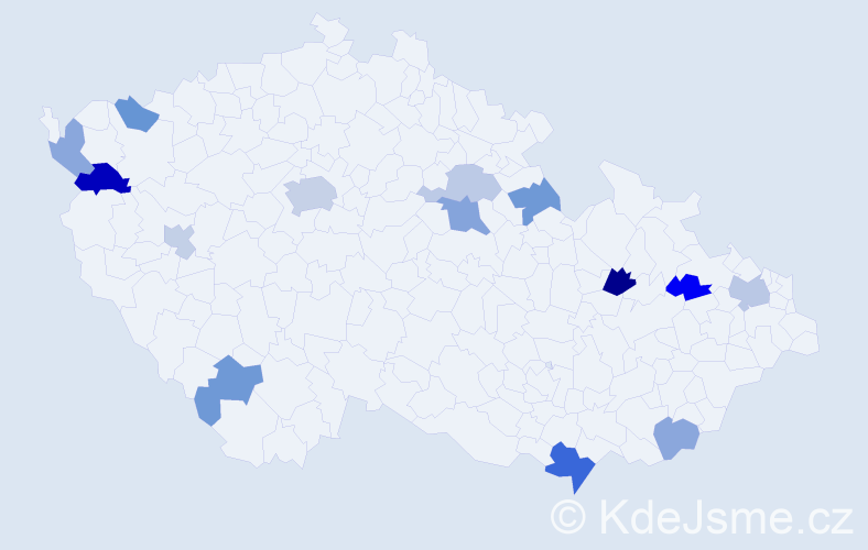 Příjmení: 'Országhová', počet výskytů 24 v celé ČR