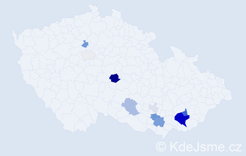 Příjmení: 'Hrňáková', počet výskytů 17 v celé ČR