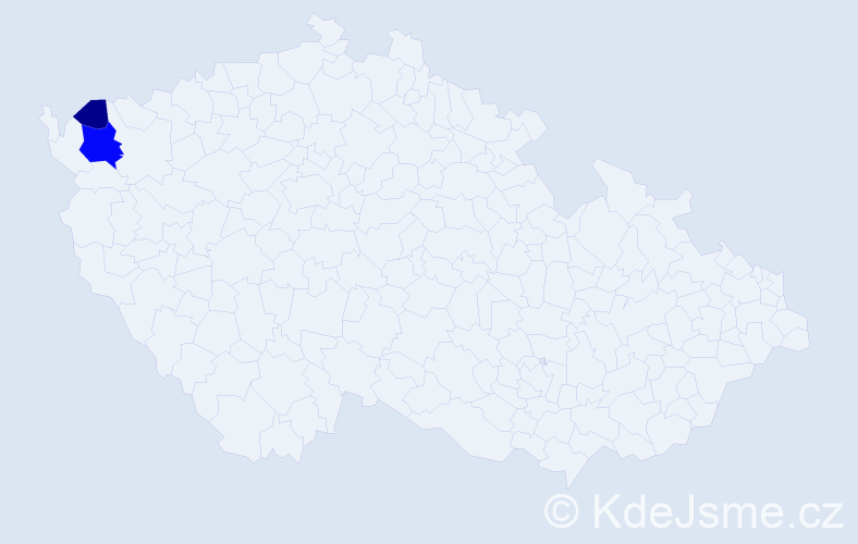 Příjmení: 'Sebján', počet výskytů 5 v celé ČR