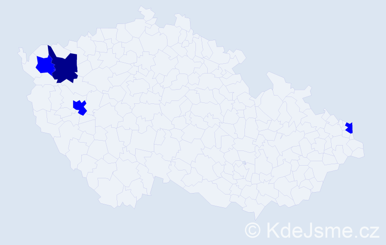 Příjmení: 'Krajičková', počet výskytů 5 v celé ČR