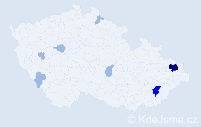 Příjmení: 'Chomič', počet výskytů 13 v celé ČR