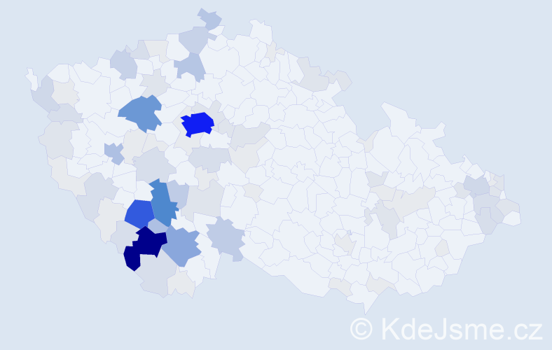 Příjmení: 'Kubičková', počet výskytů 338 v celé ČR