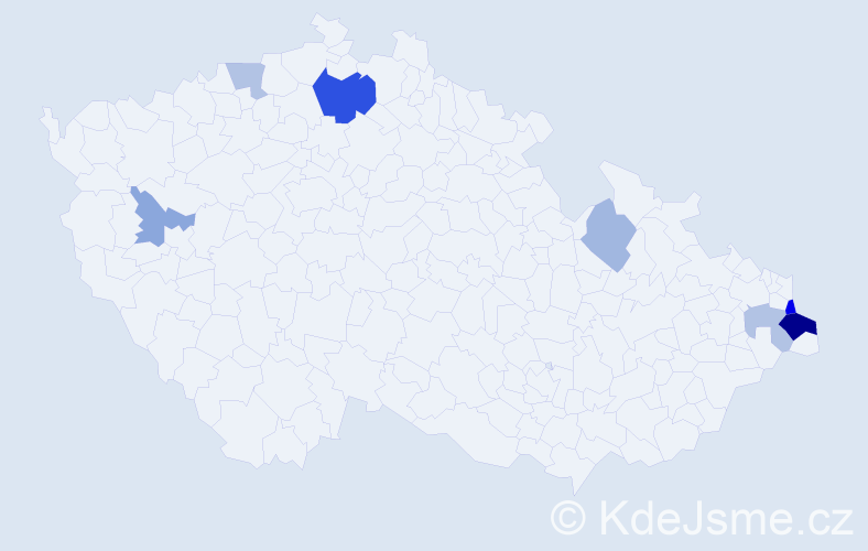 Příjmení: 'Kulhanková', počet výskytů 15 v celé ČR