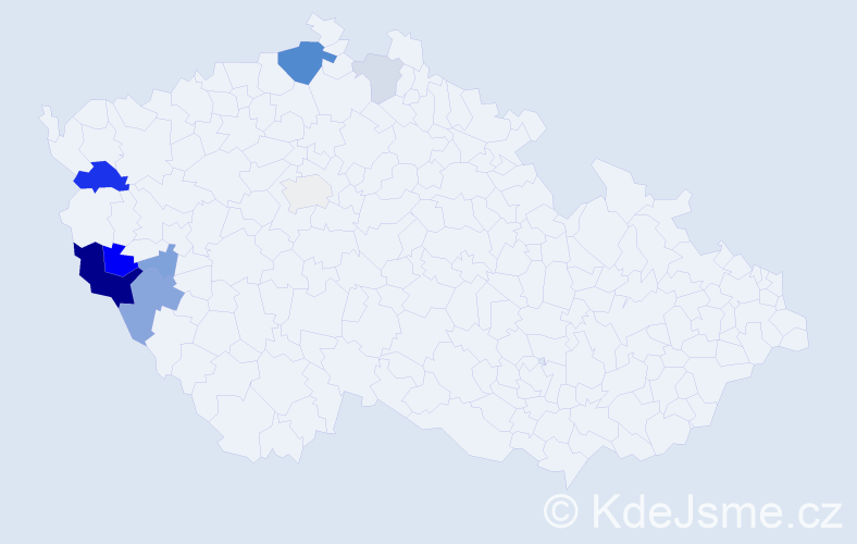 Příjmení: 'Benzl', počet výskytů 23 v celé ČR