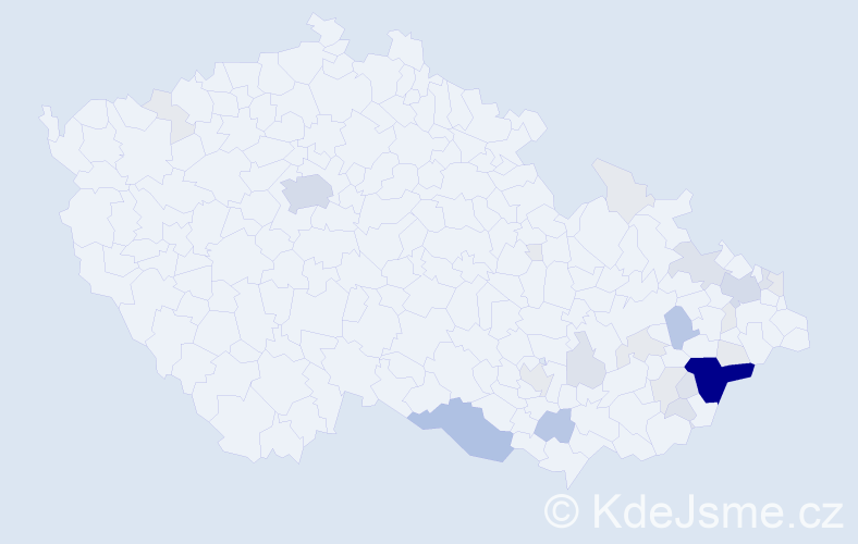 Příjmení: 'Mikulenčák', počet výskytů 97 v celé ČR