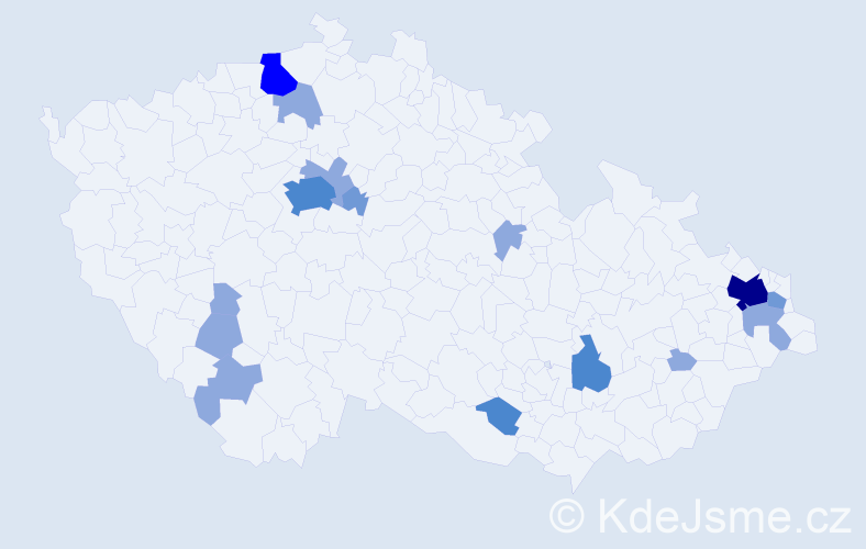 Příjmení: 'Hajko', počet výskytů 31 v celé ČR