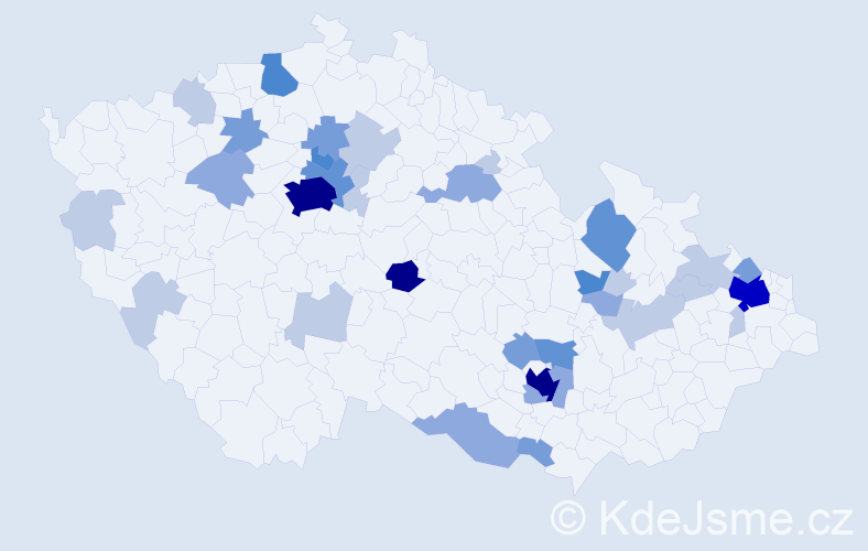 Příjmení: 'Nevím', počet výskytů 104 v celé ČR