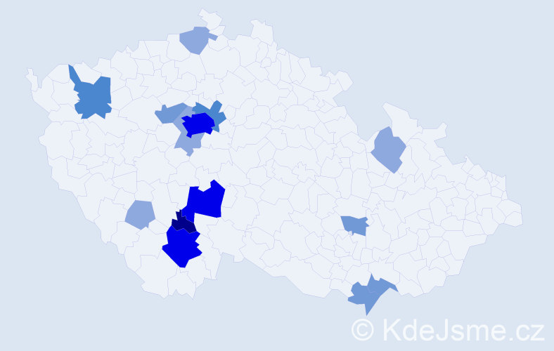 Příjmení: 'Voběrková', počet výskytů 39 v celé ČR