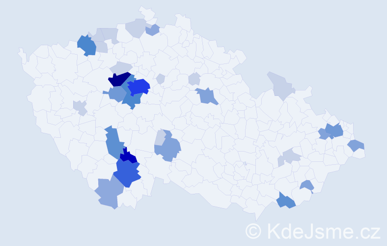 Příjmení: 'Skok', počet výskytů 98 v celé ČR