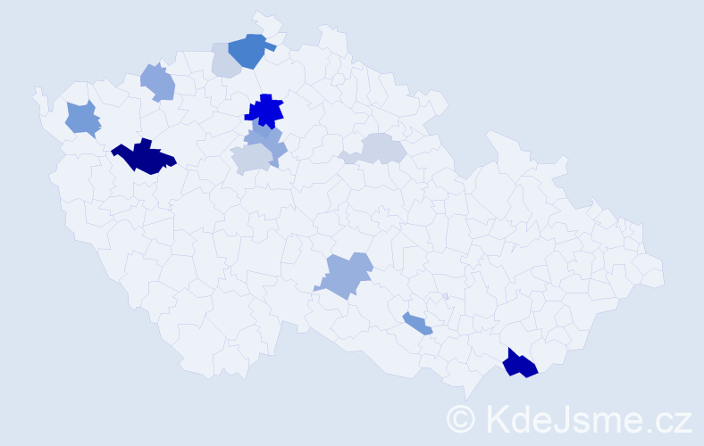 Příjmení: 'Knepr', počet výskytů 38 v celé ČR