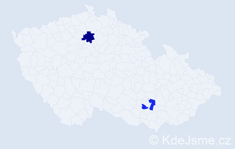 Příjmení: 'Tsekot', počet výskytů 2 v celé ČR