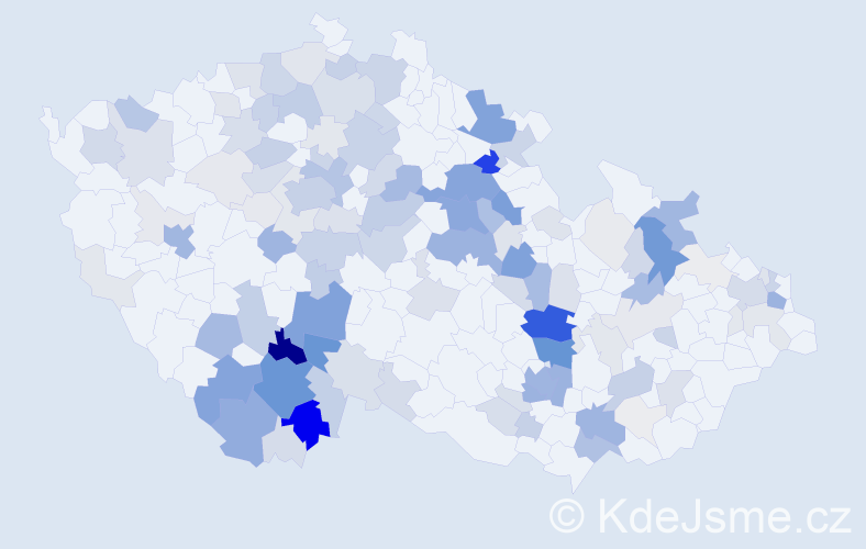 Příjmení: 'Vach', počet výskytů 554 v celé ČR