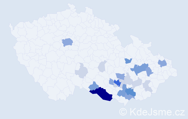 Příjmení: 'Vytopilová', počet výskytů 71 v celé ČR