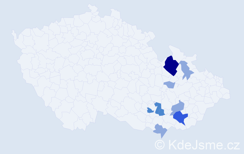 Příjmení: 'Kauf', počet výskytů 16 v celé ČR