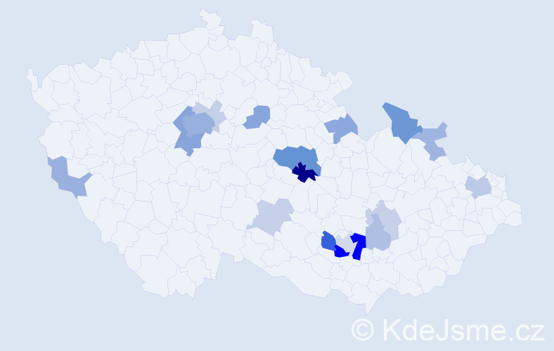 Příjmení: 'Franklová', počet výskytů 51 v celé ČR