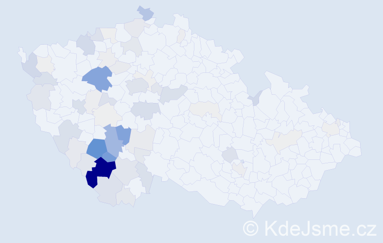 Příjmení: 'Kubička', počet výskytů 281 v celé ČR