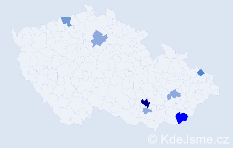 Příjmení: 'Zavrtalová', počet výskytů 18 v celé ČR