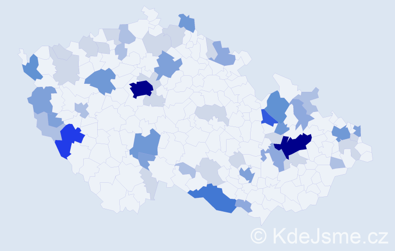 Příjmení: 'Kauerová', počet výskytů 162 v celé ČR