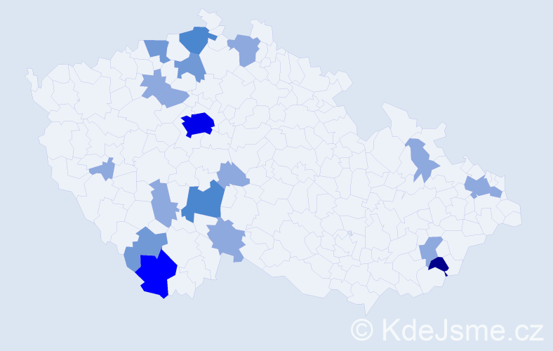 Příjmení: 'Majeriková', počet výskytů 38 v celé ČR