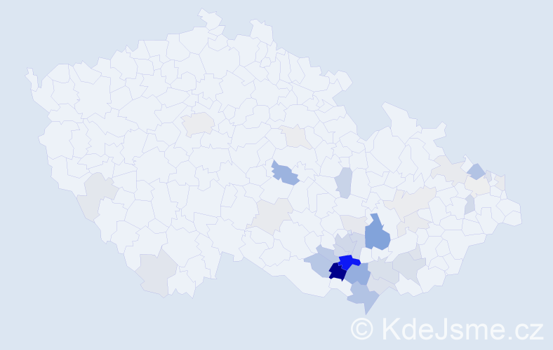 Příjmení: 'Klouparová', počet výskytů 103 v celé ČR