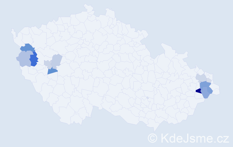 Příjmení: 'Karoly', počet výskytů 23 v celé ČR