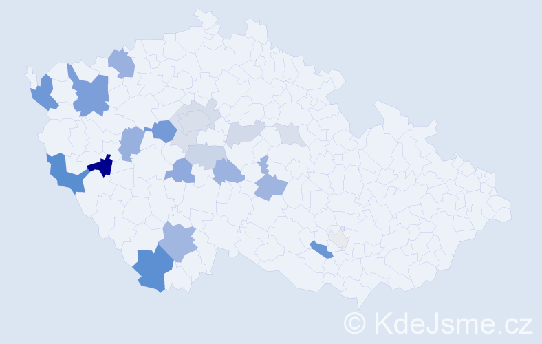 Příjmení: 'Žikeš', počet výskytů 54 v celé ČR