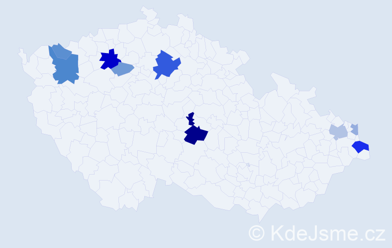 Příjmení: 'Koncz', počet výskytů 22 v celé ČR