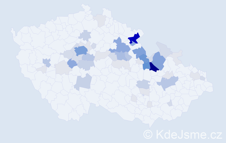 Příjmení: 'Kylar', počet výskytů 210 v celé ČR