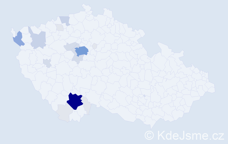 Příjmení: 'Kadoun', počet výskytů 70 v celé ČR