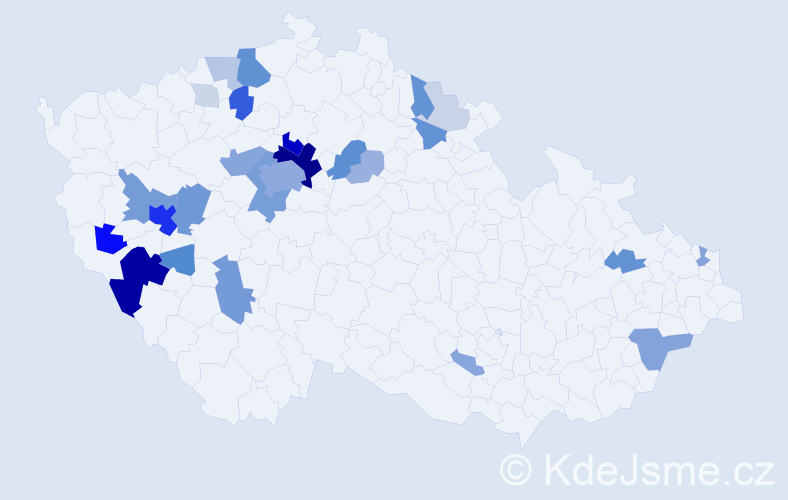 Příjmení: 'Hořánek', počet výskytů 119 v celé ČR