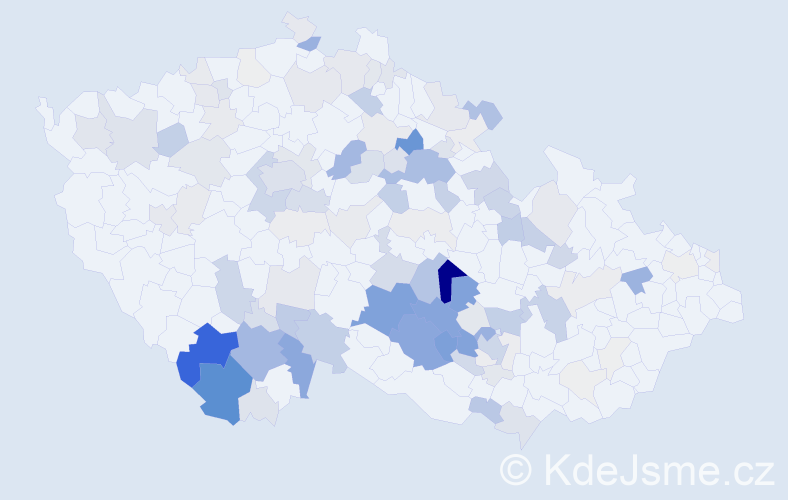 Příjmení: 'Šanderová', počet výskytů 446 v celé ČR