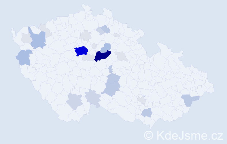 Příjmení: 'Vendl', počet výskytů 93 v celé ČR