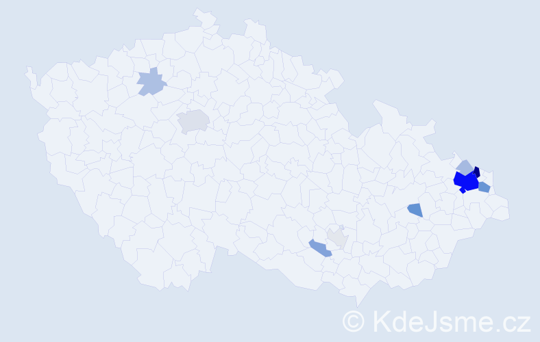 Příjmení: 'Varkočková', počet výskytů 46 v celé ČR