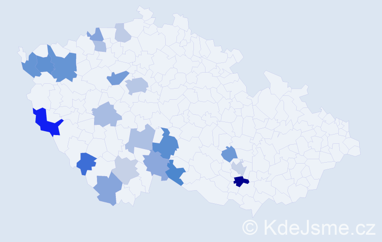 Příjmení: 'Mandelíčková', počet výskytů 40 v celé ČR