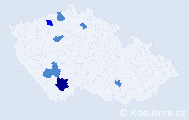 Příjmení: 'Pida', počet výskytů 11 v celé ČR