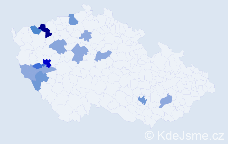 Příjmení: 'Bardoun', počet výskytů 46 v celé ČR