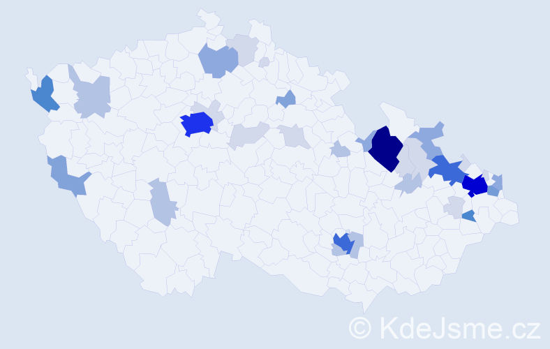 Příjmení: 'Diro', počet výskytů 120 v celé ČR
