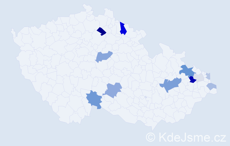 Příjmení: 'Magura', počet výskytů 25 v celé ČR