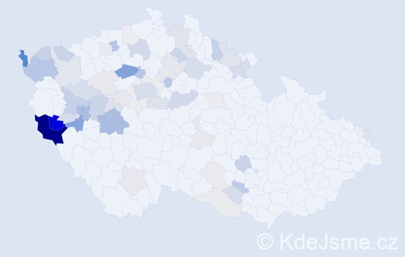 Příjmení: 'Pejsarová', počet výskytů 194 v celé ČR