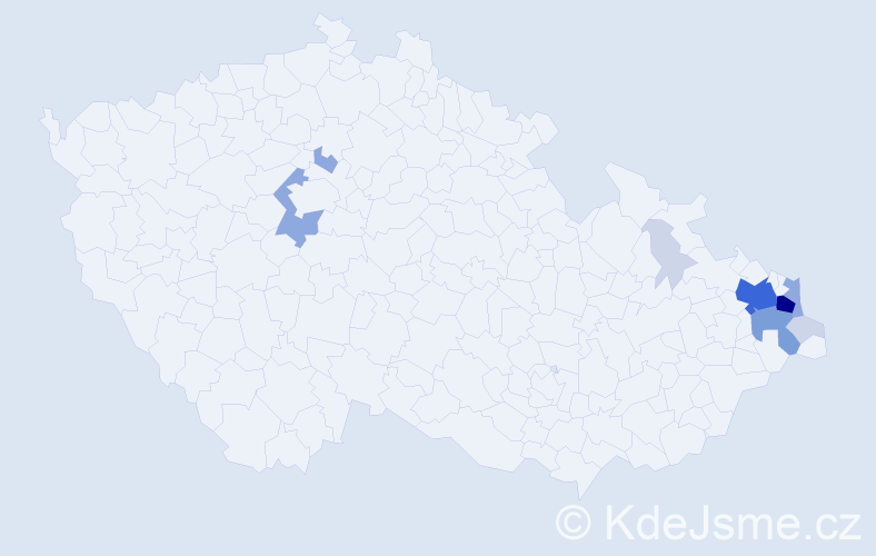 Příjmení: 'Tolaszová', počet výskytů 36 v celé ČR