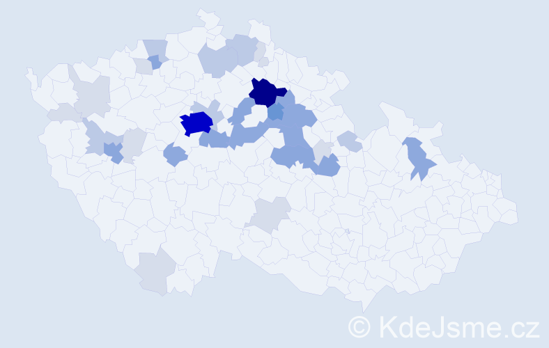 Příjmení: 'Kykal', počet výskytů 106 v celé ČR